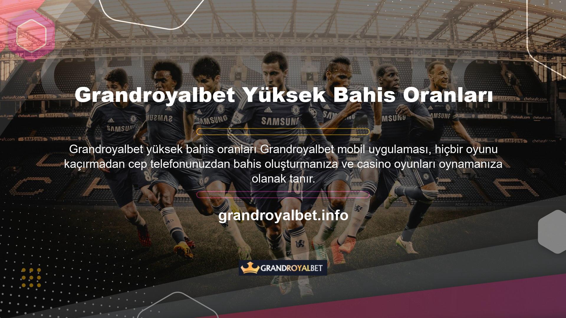 Grandroyalbet Yüksek OranlarGrandroyalbet Spor Bahisleri, genel spor bahislerindeki yüksek oranları ve Türkiye'nin çok üzerinde bonus uygulamalarıyla Türk bahisçilerinin kalbini kazandı